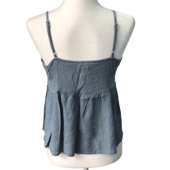 Sim & Sam Floral Embroidered Flowy Dusty Blue Boho Tank Top Size Medium - Picture 4 of 9
